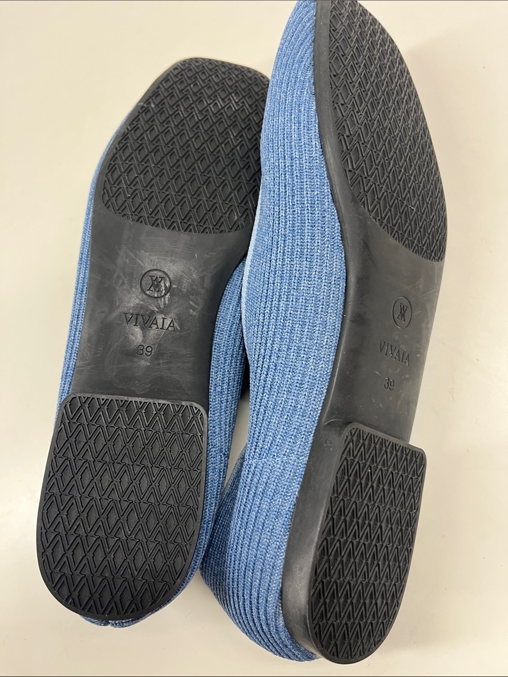 New VIVAIA Margot Square-Toe V-Cut Knitted Flats Blue Women Size 39 - Picture 6 of 6